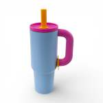 1.2LT Flask With Straw Blue & Yellow