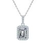 Premium 1.0CT Emerald Cut Halo Moissanite Pendant Chain