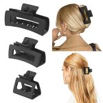 Shinowa 3 Pack Hair Claw Clips Square Rectangular Claw Hair Clips For Women Girls Non-slip Matte Large Medium Small Hair Clips S