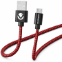Volkano Braids Series Nylon Braided Micro USB Cable 1.2M - Black & Red VK-20102-BKRD