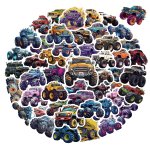 50PCS Monster Truck Stickers Pack Cool Graffiti Truck Car Stickers Waterproof Vinyl Stickers For Water Bottle Skateboard Bike Ph