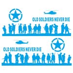 2 Pcs set D-84 Old Soldiers Pattern Car Modified Decorative Sticker Blue