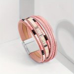 Bohemian Style Bracelet With Multiple Layers Pu Leather Wrapping Bead Weaving Bracelet Ladies' Fashion Jewelry