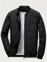 Classic Design Men's Solid Stand Collar Long Sleeve Zip Up Windbreaker Jacket With Zippered Pockets Casual And Chic Jacket For Daily And Outdoors Wear