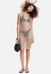 Crochet-look Knitted Dress - Beige