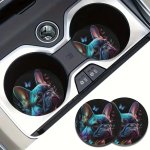 2PCS French Bulldog Car Coasters 4 DCC4