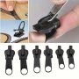6pcs Instant Zipper Repair Kit With Button Hooks - Durable Metal Replacement Set For Jackets Bags & Clothing Black
