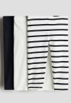 3-PACK Cotton Leggings - Navy Blue Striped