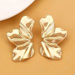 Chic Rose Golden-plated Flower Stud Earrings - Fashionable Alloy With Stainless Steel Posts Perfect For Girls