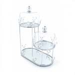 2 Tier Dessert Server With Domes Silver
