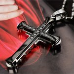 1PC Men's Cross Pendant Silvery And Golden Stainless Steel Necklace