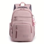 Large Capacity Waterproof Backpack Solid Color Fashion Casual Nylon Laptop Bag With Adjustable Strap Trendy Versatile Cute Schoo