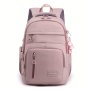 Large Capacity Waterproof Backpack Solid Color Fashion Casual Nylon Laptop Bag With Adjustable Strap Trendy Versatile Cute School Bag