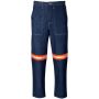 Cast Premium 100% Cotton Denim Pants - Reflective Legs - Orange Tape SIZE-50 Colour-blue