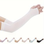 Long Monochrome Sun Sleeves High Elastic Compression Arm Sleeves Summer Uv Protection Sport Sleeves For Running Hiking Cycling