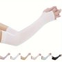 Long Monochrome Sun Sleeves High Elastic Compression Arm Sleeves Summer Uv Protection Sport Sleeves For Running Hiking Cycling