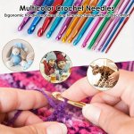 14PCS Ergonomic Crochet Hooks Set Multicolor Aluminum Crochet Needles With Comfort Grip Handles For Yarn Crafting Ideal Gift Set