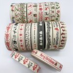 Christmas Themed Cotton Ribbon 5 Yards - 10MM Wide Handmade Design 100% Cotton Packaging Ribbon For Jewelry Making Sewing And Di