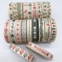 Christmas Themed Cotton Ribbon 5 Yards - 10MM Wide Handmade Design 100% Cotton Packaging Ribbon For Jewelry Making Sewing And Diy Holiday Decor - 1 Roll