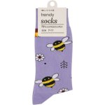 Clicks Trendy Socks Purple With Bees 7-11