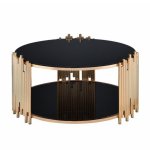 Nu Dekor - Valencia Stylish Glass Coffee Table - Gold