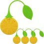 4PIECE Silicone Loose Leaf Infuser Strainer Set Orange Fruit-shaped Tea