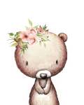 Floral Boho Bear - Canvas Print - 600MM X 600MM