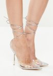 Baylah Pointed Lace Up Heel - Silver