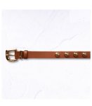 Genuine Leather Studded Belt - Tan Free