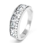 Silver Tone Band With 2 Rows Clear Crystal Inlay - XX Large