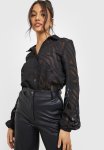 Zebra Volume Sleeve Shirt - Black