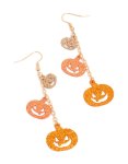 Orange & Brown Acrylic Glitter Pumpkin Drop Earrings