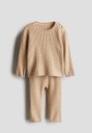 2-PIECE Cable-knit Set - Beige