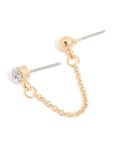 Goldair Gold Diamante Double Stud Chain Earring