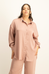 Dani Oversized Satin Shirt - Blush - M