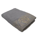 Cotton Bay Jacquard Border Hand Towel - Light Grey
