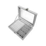 Portable Luxurious Velvet Jewelry Holder With 9 Panel Transparent Lid EO-36