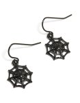 Black Coated Metal Spiderweb Drop Earrings