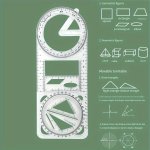 1PC Math Multi-functional Drawing Ruler Geometric Ruler Function Ruler Triangular Ruler Protractor