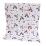 Personalised Fleece Blanket Checkered Dirt Bike Rust And Olive Set