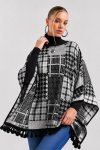 Ladies Patchwork Tassel Winter Poncho Free Size