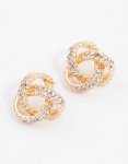 Goldair Gold Multi Diamante Stud Earrings
