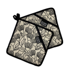 Cape Floral Black Pot Grabber Set Of 2