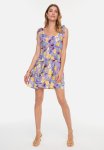 Floral Tie Shoulder Dress - Purple