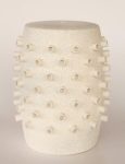 Ceramic Off-white Speckled Garden Stool With Tube Design 46X33CM