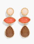 Goldair Gold & Brown Acrylic Three-part Drop Earrings