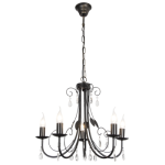 Metal Chandelier With Clear Acrylic Crystals Light Fitting 5 X 60W Ses