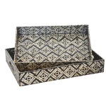 Ikat Rectangular Capiz Decor Tray Set