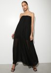 Bandeau Chiffon Overlay Jumpsuit - Black