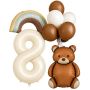10 Piece Teddy Bear Birthday Balloon Decoration Set - Number Eight